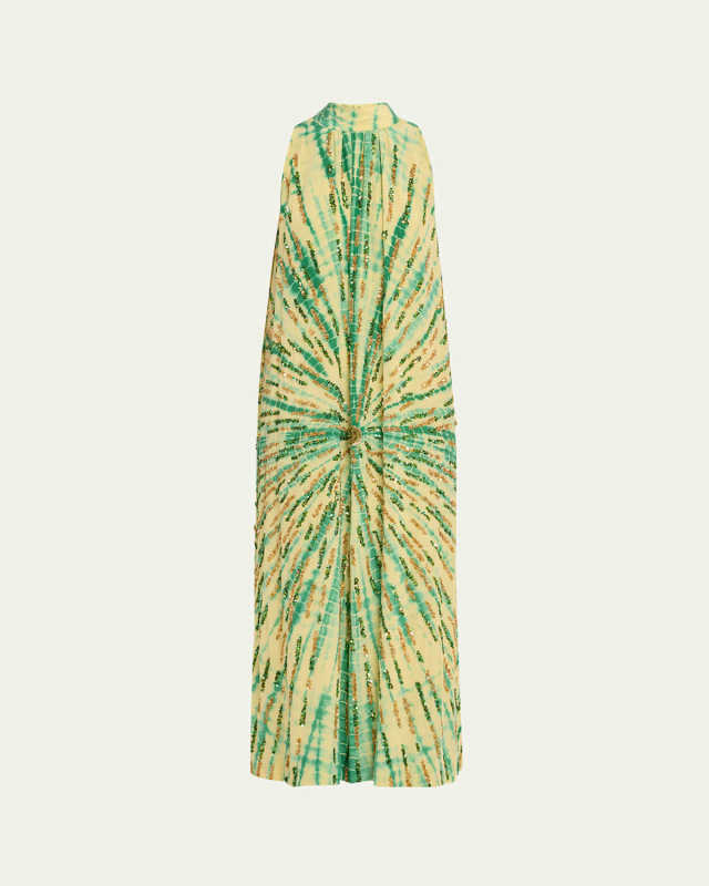 Hand-Beaded Tie-Dye Sunrise Gown